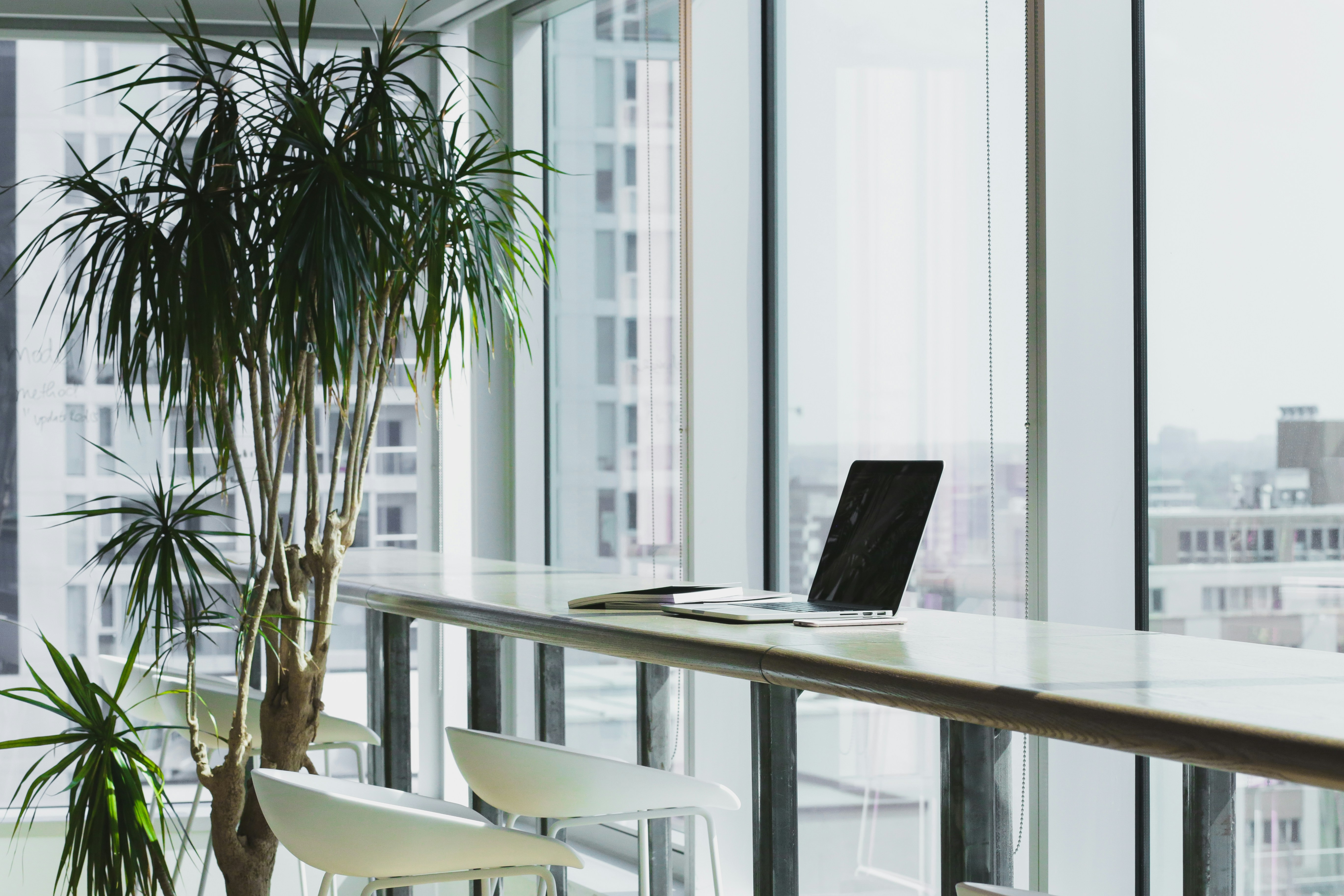 office with chairs and laptop